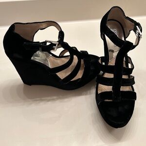 Michael Kors Size 8 Strap Velvet Wedge Heels.